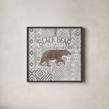 Soft Lodge I Brown by Janelle Penner. Shown in a sleek black glass frame for a contemporary gallery look. Available as an archival giclee rolled canvas, fine art paper, or poster print. SKU 47959a.