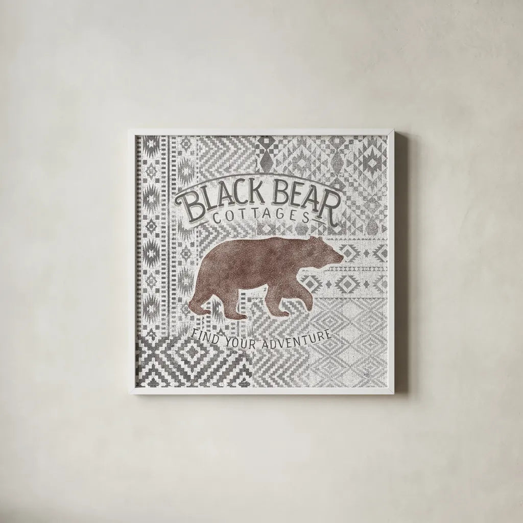 Soft Lodge I Brown by Janelle Penner. Shown in a crisp white glass frame for a clean and minimalist style. Available as an archival giclee rolled canvas, fine art paper, or poster print. SKU 47959a.