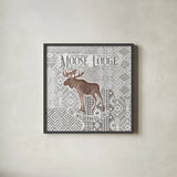 Soft Lodge IV Brown by Janelle Penner. Shown in a sleek black glass frame for a contemporary gallery look. Available as an archival giclee rolled canvas, fine art paper, or poster print. SKU 47960a.