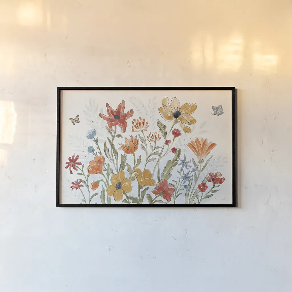 Spiced Petals I by Janelle Penner. shown as a paper print in a black flame. Available as a archival giclee rolled canvas, fine art paper, or poster print. SKU 60838i.