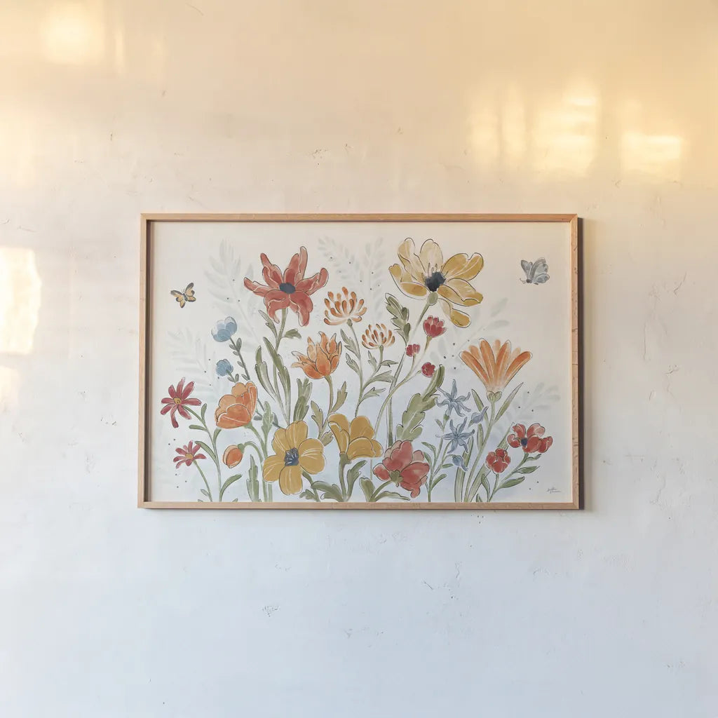 Spiced Petals I by Janelle Penner. shown as a paper print in a natural frame. Available as a archival giclee rolled canvas, fine art paper, or poster print. SKU 60838i.