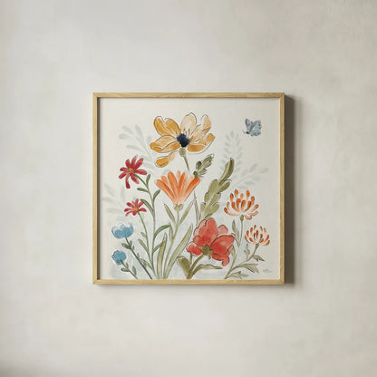 Spiced Petals III by Janelle Penner. Shown in a natural wood glass frame for a timeless modern aesthetic. Available as an archival giclee rolled canvas, fine art paper, or poster print. SKU 60840a.