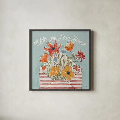 Spiced Petals V by Janelle Penner. Shown in a sleek black glass frame for a contemporary gallery look. Available as an archival giclee rolled canvas, fine art paper, or poster print. SKU 60842a.