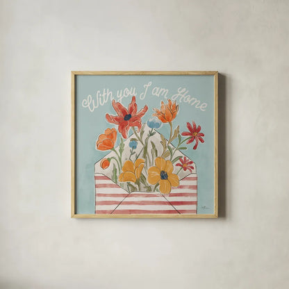 Spiced Petals V by Janelle Penner. Shown in a natural wood glass frame for a timeless modern aesthetic. Available as an archival giclee rolled canvas, fine art paper, or poster print. SKU 60842a.