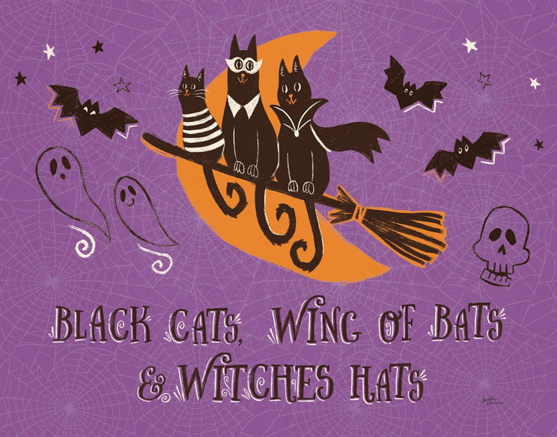 Spooktacular I Black Cats Purple by Janelle Penner
