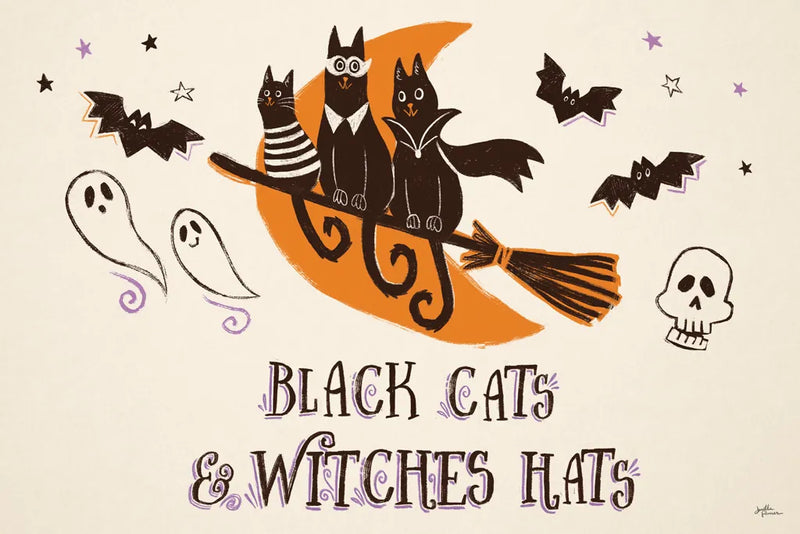 Spooktacular I Witches Hats by Janelle Penner. SKU 49062i. Archival Giclee Fine art print for wall decor.