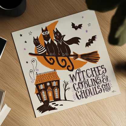 Spooktacular II by Janelle Penner. Shown as a detailed flat fine art print, highlighting archival giclee quality. Available as an archival giclee rolled canvas, fine art paper, or poster print. SKU 37847a.