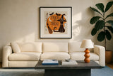 Spooktacular III by Janelle Penner. Displayed in a glass frame with matte in a clean modern living room. Available as an archival giclee rolled canvas, fine art paper, or poster print. SKU 37848a.