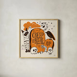 Spooktacular IV by Janelle Penner. Shown in a natural wood glass frame for a timeless modern aesthetic. Available as an archival giclee rolled canvas, fine art paper, or poster print. SKU 37849a.