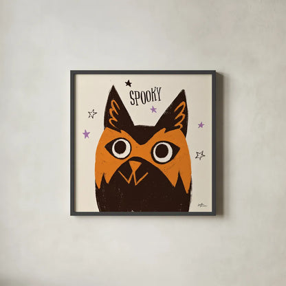 Spooktacular IX by Janelle Penner. Shown in a sleek black glass frame for a contemporary gallery look. Available as an archival giclee rolled canvas, fine art paper, or poster print. SKU 37854a.