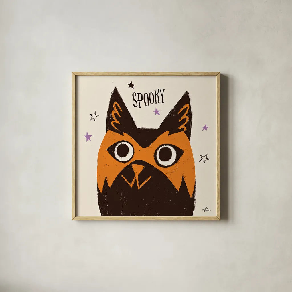 Spooktacular IX by Janelle Penner. Shown in a natural wood glass frame for a timeless modern aesthetic. Available as an archival giclee rolled canvas, fine art paper, or poster print. SKU 37854a.