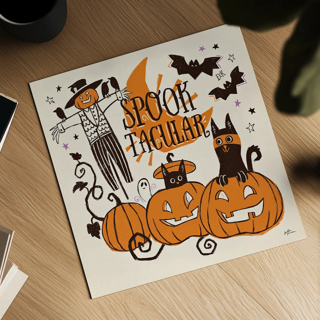 Spooktacular V by Janelle Penner. Shown as a detailed flat fine art print, highlighting archival giclee quality. Available as an archival giclee rolled canvas, fine art paper, or poster print. SKU 37850a.