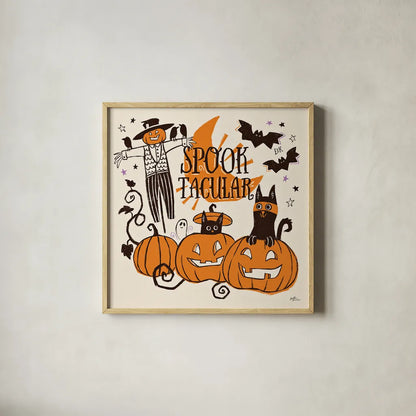 Spooktacular V by Janelle Penner. Shown in a natural wood glass frame for a timeless modern aesthetic. Available as an archival giclee rolled canvas, fine art paper, or poster print. SKU 37850a.