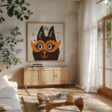 Spooktacular VI by Janelle Penner. Shown in a natural wood frame in a cozy modern living room. Available as an archival giclee rolled canvas, fine art paper, or poster print. SKU 37851a.