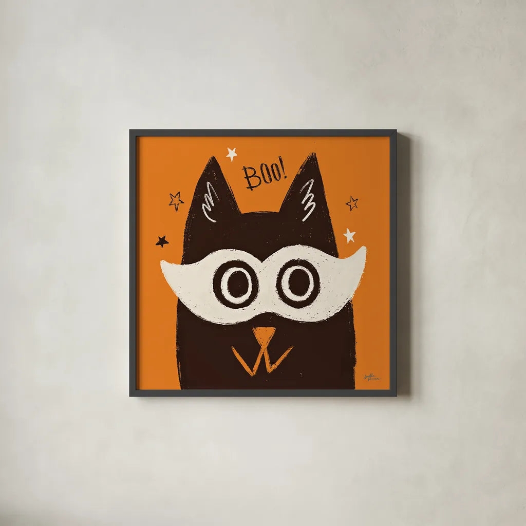 Spooktacular VIII by Janelle Penner. Shown in a sleek black glass frame for a contemporary gallery look. Available as an archival giclee rolled canvas, fine art paper, or poster print. SKU 37853a.