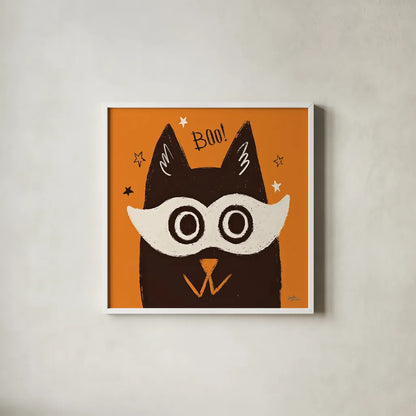 Spooktacular VIII by Janelle Penner. Shown in a crisp white glass frame for a clean and minimalist style. Available as an archival giclee rolled canvas, fine art paper, or poster print. SKU 37853a.