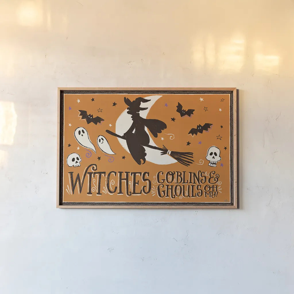 Spooktacular X by Janelle Penner. shown as a paper print in a natural frame. Available as a archival giclee rolled canvas, fine art paper, or poster print. SKU 37855i.