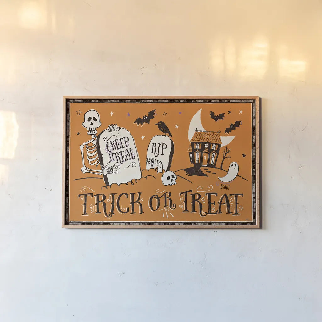 Spooktacular XI by Janelle Penner. shown as a paper print in a natural frame. Available as a archival giclee rolled canvas, fine art paper, or poster print. SKU 37856i.