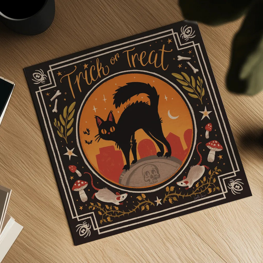 Spooky Season I by Janelle Penner. Shown as a detailed flat fine art print, highlighting archival giclee quality. Available as an archival giclee rolled canvas, fine art paper, or poster print. SKU 97052a.