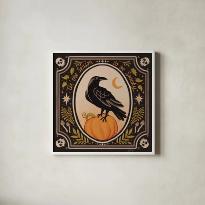 Spooky Season II by Janelle Penner. Shown in a crisp white glass frame for a clean and minimalist style. Available as an archival giclee rolled canvas, fine art paper, or poster print. SKU 97053a.