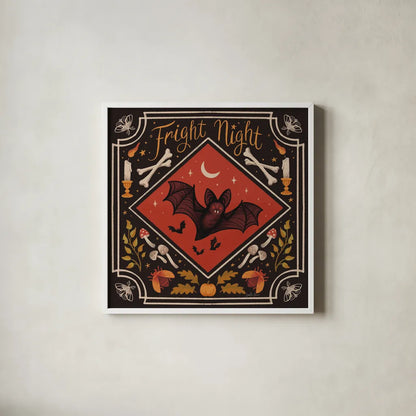 Spooky Season III by Janelle Penner. Shown in a crisp white glass frame for a clean and minimalist style. Available as an archival giclee rolled canvas, fine art paper, or poster print. SKU 97054a.