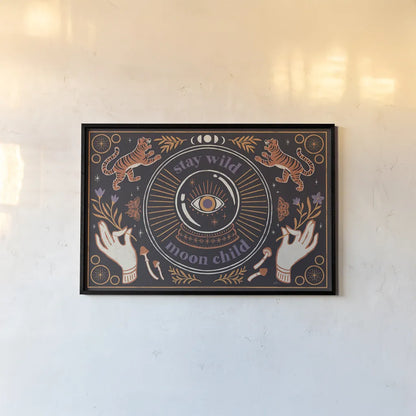 Spooky Symbols I by Janelle Penner. shown as a paper print in a black flame. Available as a archival giclee rolled canvas, fine art paper, or poster print. SKU 76929i.