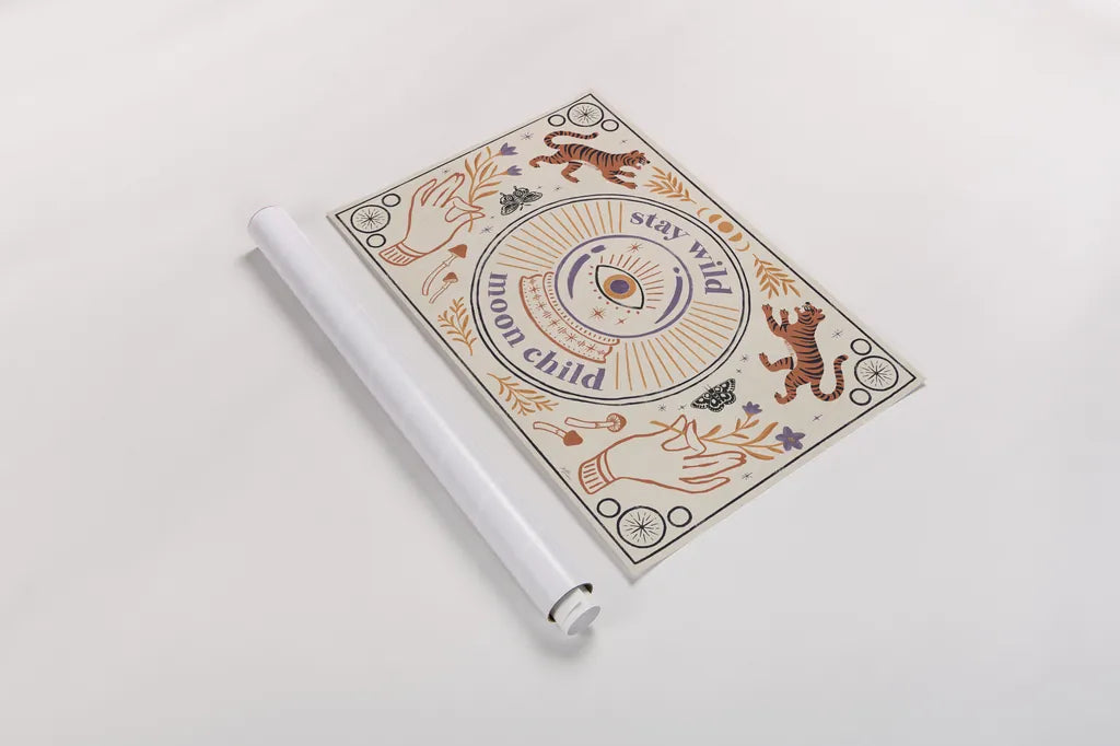 Spooky Symbols I Light by Janelle Penner. shown as a rolled paper print. Available as archival giclee rolled canvas, fine art paper, or poster print. SKU 76934i.