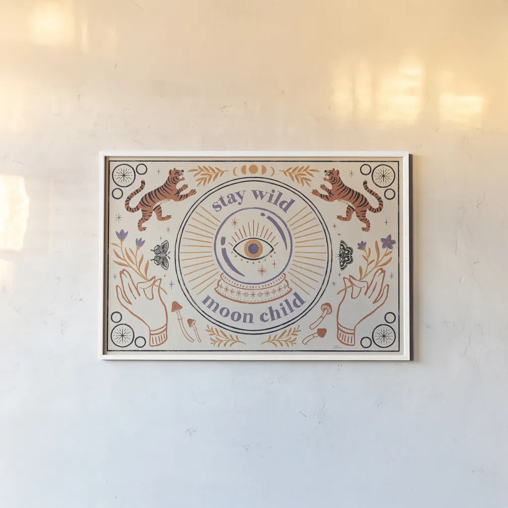 Spooky Symbols I Light by Janelle Penner. shown as a paper print in a white frame. Available as a archival giclee rolled canvas, fine art paper, or poster print. SKU 76934i.