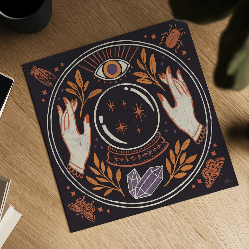 Spooky Symbols II by Janelle Penner. Shown as a detailed flat fine art print, highlighting archival giclee quality. Available as an archival giclee rolled canvas, fine art paper, or poster print. SKU 76930a.