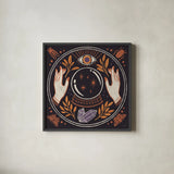 Spooky Symbols II by Janelle Penner. Shown in a sleek black glass frame for a contemporary gallery look. Available as an archival giclee rolled canvas, fine art paper, or poster print. SKU 76930a.