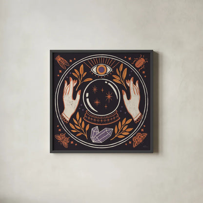 Spooky Symbols II by Janelle Penner. Shown in a sleek black glass frame for a contemporary gallery look. Available as an archival giclee rolled canvas, fine art paper, or poster print. SKU 76930a.