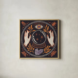Spooky Symbols II by Janelle Penner. Shown in a natural wood glass frame for a timeless modern aesthetic. Available as an archival giclee rolled canvas, fine art paper, or poster print. SKU 76930a.