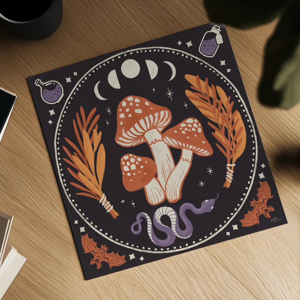 Spooky Symbols III by Janelle Penner. Shown as a detailed flat fine art print, highlighting archival giclee quality. Available as an archival giclee rolled canvas, fine art paper, or poster print. SKU 76931a.