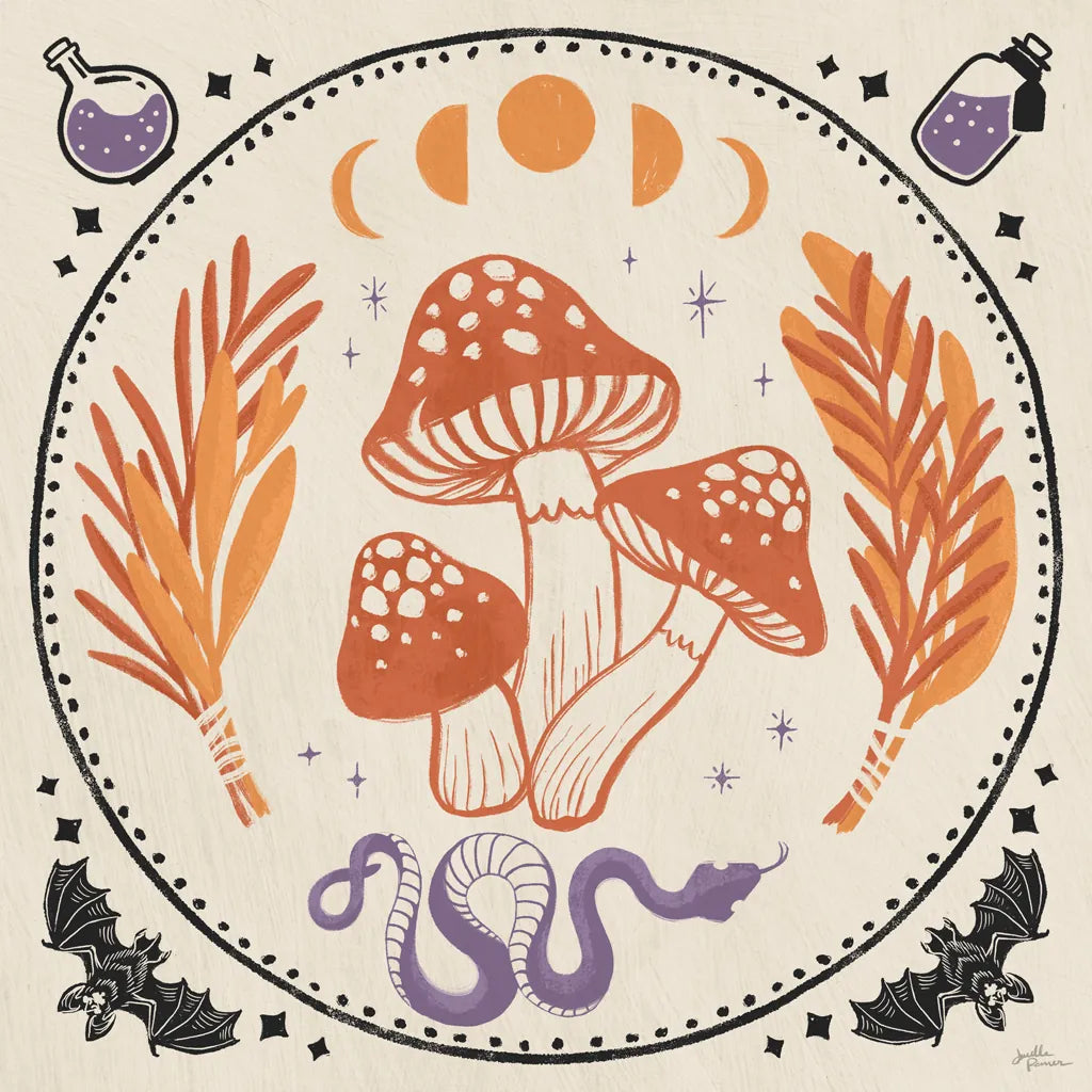 Spooky Symbols III Light by Janelle Penner. SKU 76936a. Archival Giclee Fine art print for wall decor.