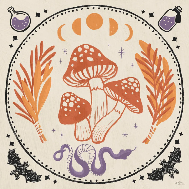 Spooky Symbols III Light by Janelle Penner. SKU 76936a. Archival Giclee Fine art print for wall decor.