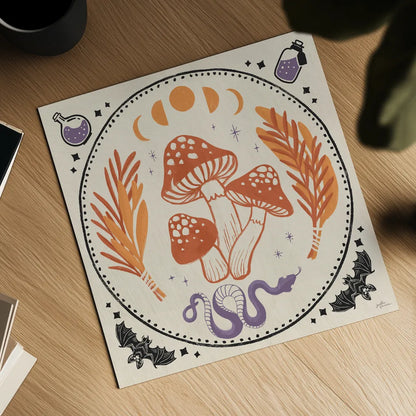 Spooky Symbols III Light by Janelle Penner. Shown as a detailed flat fine art print, highlighting archival giclee quality. Available as an archival giclee rolled canvas, fine art paper, or poster print. SKU 76936a.