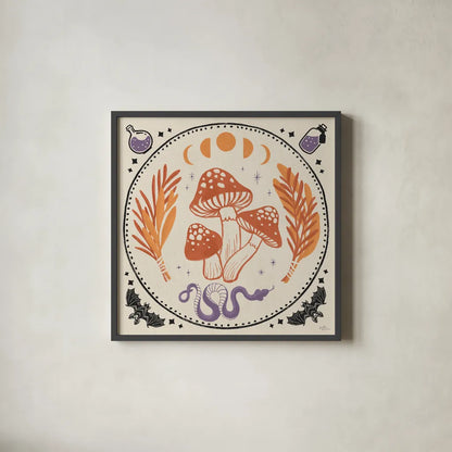 Spooky Symbols III Light by Janelle Penner. Shown in a sleek black glass frame for a contemporary gallery look. Available as an archival giclee rolled canvas, fine art paper, or poster print. SKU 76936a.