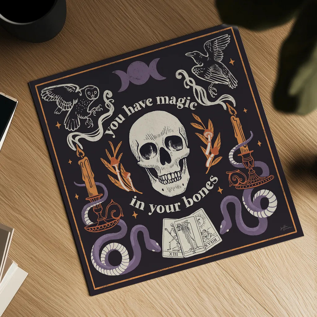 Spooky Symbols IV by Janelle Penner. Shown as a detailed flat fine art print, highlighting archival giclee quality. Available as an archival giclee rolled canvas, fine art paper, or poster print. SKU 76932a.