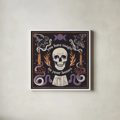 Spooky Symbols IV by Janelle Penner. Shown in a crisp white glass frame for a clean and minimalist style. Available as an archival giclee rolled canvas, fine art paper, or poster print. SKU 76932a.