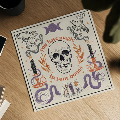 Spooky Symbols IV Light by Janelle Penner. Shown as a detailed flat fine art print, highlighting archival giclee quality. Available as an archival giclee rolled canvas, fine art paper, or poster print. SKU 76937a.