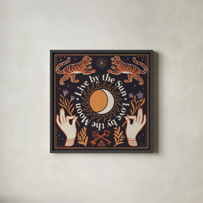 Spooky Symbols V by Janelle Penner. Shown in a sleek black glass frame for a contemporary gallery look. Available as an archival giclee rolled canvas, fine art paper, or poster print. SKU 76933a.