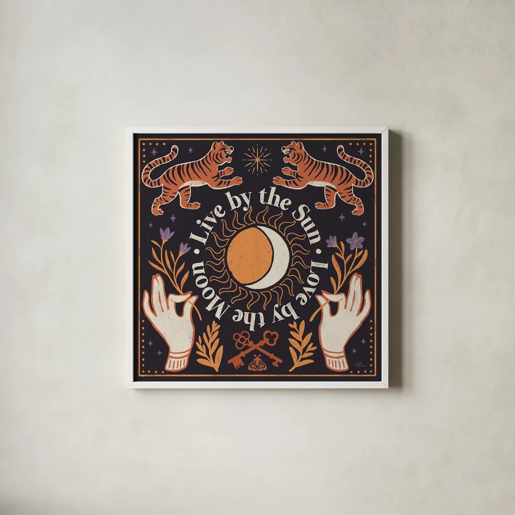 Spooky Symbols V by Janelle Penner. Shown in a crisp white glass frame for a clean and minimalist style. Available as an archival giclee rolled canvas, fine art paper, or poster print. SKU 76933a.