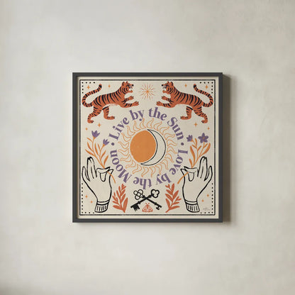 Spooky Symbols V Light by Janelle Penner. Shown in a sleek black glass frame for a contemporary gallery look. Available as an archival giclee rolled canvas, fine art paper, or poster print. SKU 76938a.