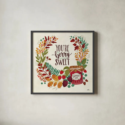 Spread the Love III by Janelle Penner. Shown in a sleek black glass frame for a contemporary gallery look. Available as an archival giclee rolled canvas, fine art paper, or poster print. SKU 48959a.