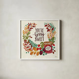 Spread the Love III by Janelle Penner. Shown in a crisp white glass frame for a clean and minimalist style. Available as an archival giclee rolled canvas, fine art paper, or poster print. SKU 48959a.