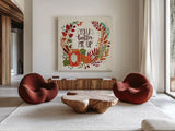 Spread the Love IV by Janelle Penner. Shown as extra-large giant wall art in a modern living room. Available as an archival giclee rolled canvas, fine art paper, or poster print. SKU 48960a.