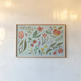 Spring Botanical I by Janelle Penner. shown as a paper print in a natural frame. Available as a archival giclee rolled canvas, fine art paper, or poster print. SKU 53477i.