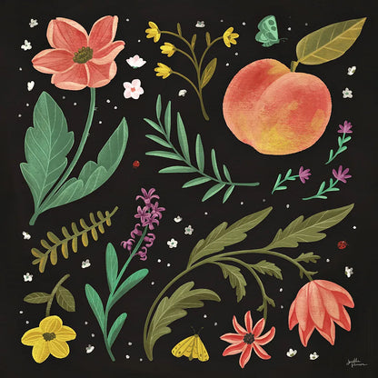 Spring Botanical II Black by Janelle Penner. SKU 53484a. Archival Giclee Fine art print for wall decor.
