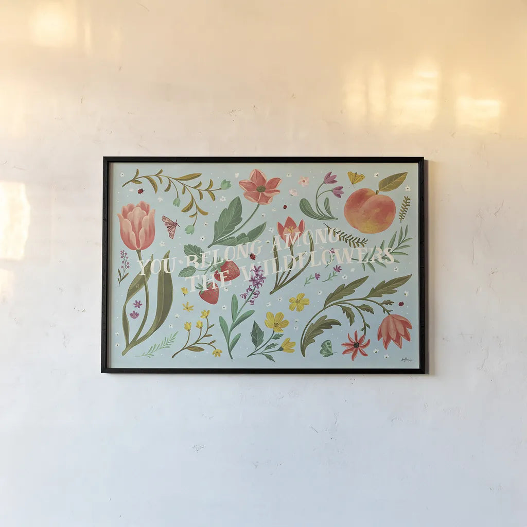 Spring Botanical IV by Janelle Penner. shown as a paper print in a black flame. Available as a archival giclee rolled canvas, fine art paper, or poster print. SKU 53480i.