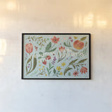 Spring Botanical IV by Janelle Penner. shown as a paper print in a black flame. Available as a archival giclee rolled canvas, fine art paper, or poster print. SKU 53480i.